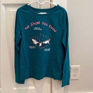 Lands' End Kids Teal S'mores Graphic Long Sleeve Tee